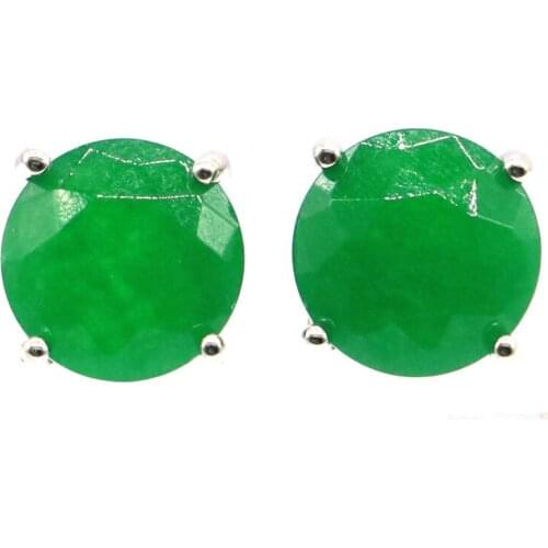 9x9mm Jazaz 2.9g Genuine Real Green Emerald Red Ruby For Women Daily Wear Real 925 Solid Sterling Silver Stud Earrings Wholesale
