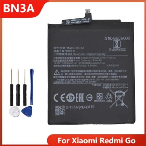 Xiao Mi Original Phone Battery BN3A For Xiaomi Redmi Go Replacement Rechargeable Batteries 3000mAh With Free Tools