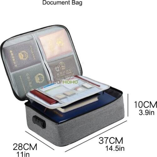 37x28x10cm Document Ticket Bag 2/3 Layers Large Capacity Waterproof Organizer Certificate Storage Bag For Home Business Trip