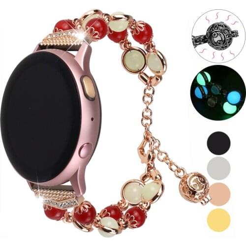 Essidi 20mm Luminous Jewelry Bands For Samsung Galaxy Watch Active 1 2 Metal Bracelet Strap Loop For Watch 3 41mm Galaxy 42mm S2