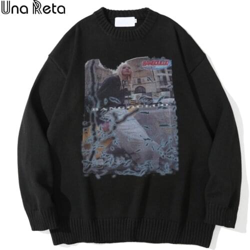 Una Reta Hip hop Sweater Men 2021 New Streetwear Men Clothing Long Sleeve Harajuku Pullover Tops Casual Oversized Winter Sweater