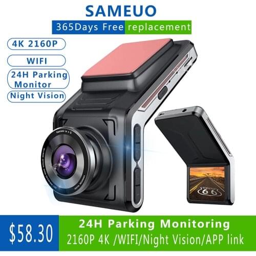 U2000 4K Car Dvr With 2 Cam Dash Cam Front And Rear Dashcam 2160P Video Recorder Car Camera Rear View 24H Parking Monitoring