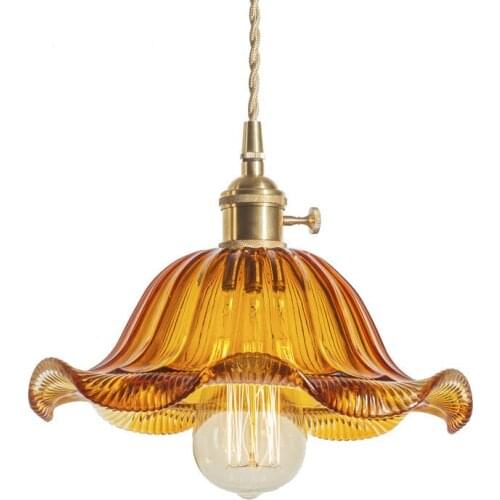 Industrial Loft Style Edison Vintage LED Pendant Light Fixtures Pure Copper Glass Droplight Single Hanging Lamp Home Lighting