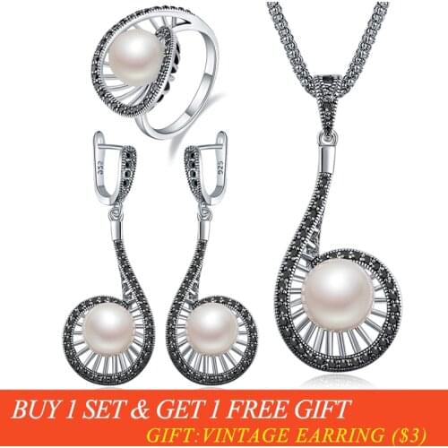 Ajojewel Vintage Simulated-pearl Long Water Drop Jewelry Set For Women Size 7-9 High Quality Elegant Party Anniversary Gift
