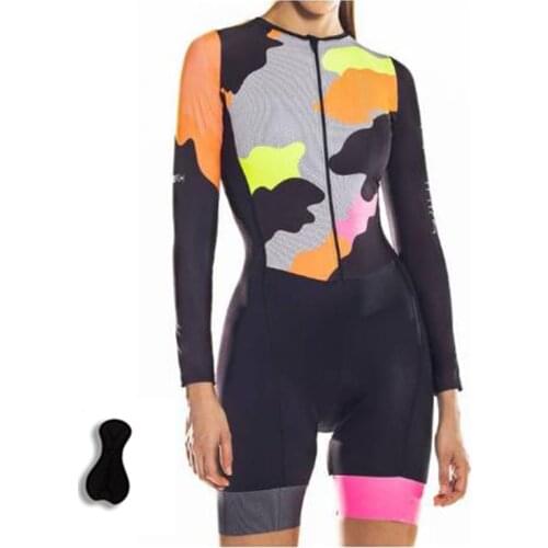 Cycling Suit Jumpsuit Women Long Sleeve Cushion Cycling Race Pro cycling Professional Womens Triathlon Cycling Jersey Jumpsuit