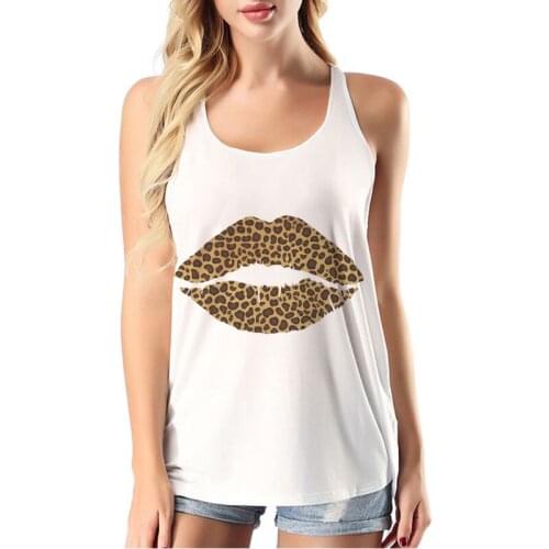 Lips Letter Printing Vest Tank Tops Summer Women Casual Loose Sleeveless Streetwear T-shirt Sexy Female Plus Size Mujer Camisole