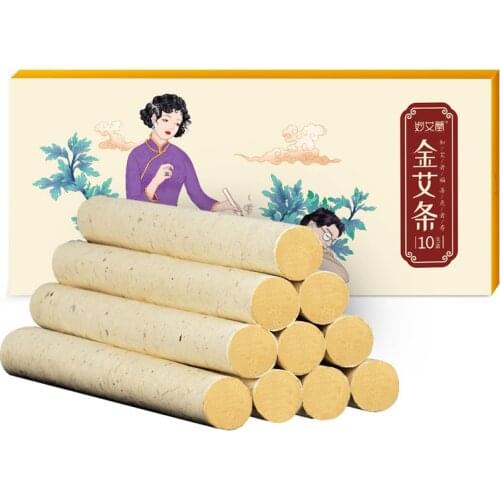 SHARE HO 50:1 Gold Stick Chinese Moxibustion Acupuntura Health Point Heating Therapy Rolls 10 Years Pure Moxa Mugwort 10pcs