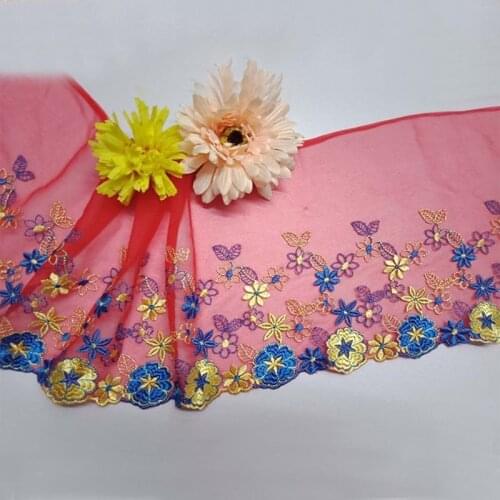 1yard red Flower Lace fabric Exquisite Embroidered Trim High Quality DIY Craft Sewing Dress dolls Clothing purified Lace Fabric