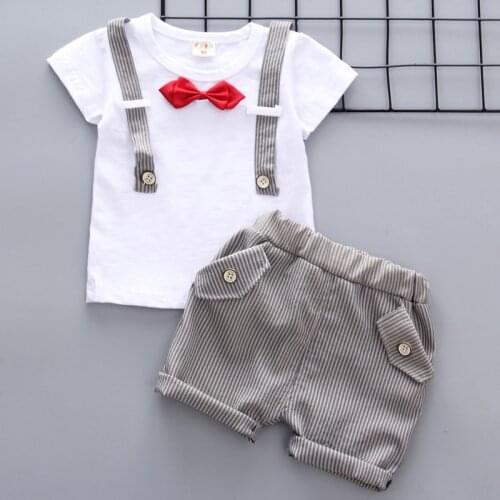 2Pcs Baby Boys Clothes Sets 2021 Summer Short Sleeve Gentleman Outfits Suits Costume For Kids Clothes Children Clothing Boy Sets