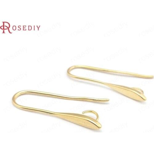 40462)20PCS height 27.5MM 24K Gold Color Brass Earrings Hooks Jewelry Making Supplies Diy Findings Accessories