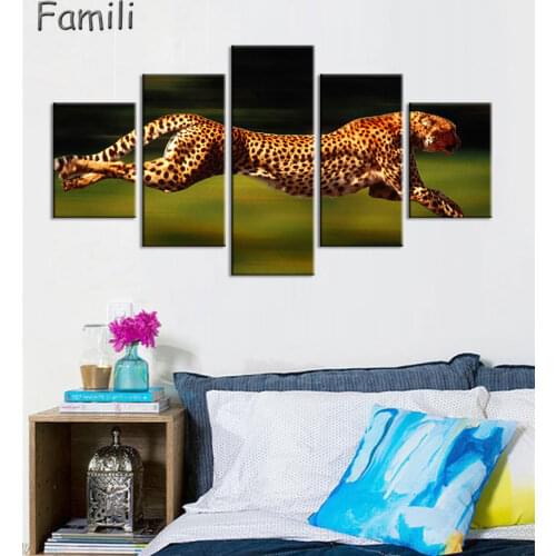 5Pcs Living room home wall decoration fabric poster animal Cheetah spots predator canvas painting animal printing wall pictures
