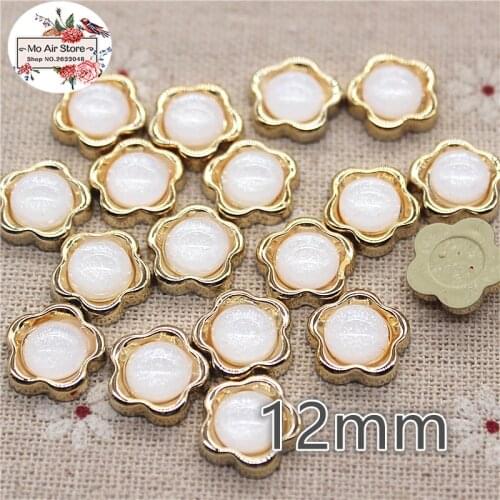 50pcs 12mm shiny flower Buttons Home Garden Crafts Cabochon Scrapbooking DIY Accessories