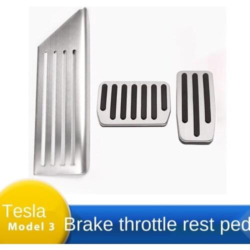 For Tesla Model 3 Accessories Model 3 Aluminum Alloy Accelerator Brake Rest Pedal Car Foot Pedal Pads Covers Three