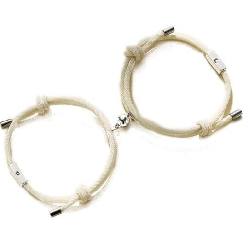 2Pcs Sun and Moon Lover Couple Magnetic Distance Bracelet Kit Lovers Matching Friendship Bracelet Lovers Fashion Jewelry