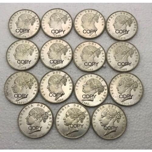 Britain 1874-1887 a package sold 1874 1875 1876 77 1878 79 80 81 82 1883 1884 1885 1886 1887 Cupronicke Plated silver Copy Coins