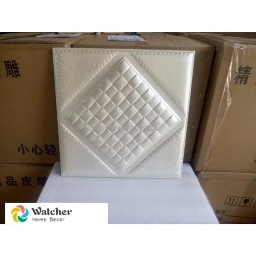 Art3d Decorative 1box 8pcs 40x40cm Faux Leather wall panel 3D Wall Panel Tile Leather wall stickers home decor living room