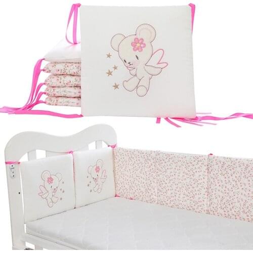 Cute Crib Bumpers for Baby Newborns Cotton Bedding Set Infant Cot Portector Newborn Crib Around Cushion Pillows Kids Room Decor