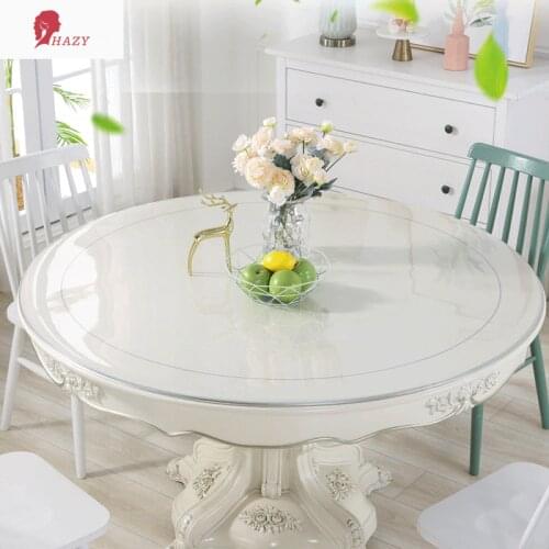 1.5mmPVC Tablecloth Round Waterproof Transparent Kitchen Pattern Oil Table Cover Glass Soft Cloth Tablecloth Round Plastic Cloth
