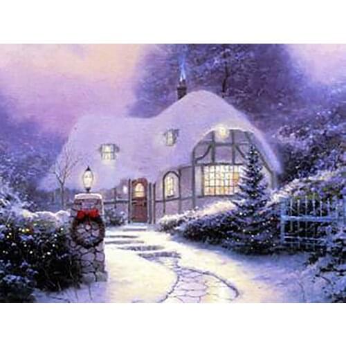 L4309 scenic snow house cross stitch package cartoon 14ct /16/28/27CT cloth cotton thread embroidery DIY handmade needlework