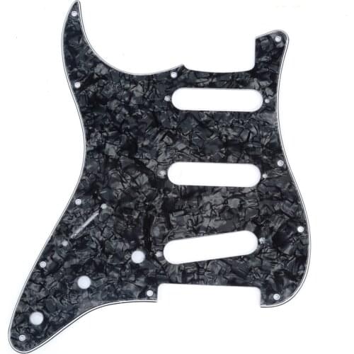 Musiclily SSS 11 Hole Left Handed Strat Guitar Pickguard for Fender USA/Mexican Made Standard Stratocaster, 4Ply Black Pearl