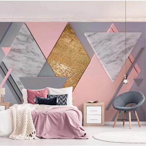 Custom Photo Wallpaper 3D Nordic Style Pink Rhombus Geometry Murals Living Room Bedroom Wall Painting Papel De Parede 3D Fresco