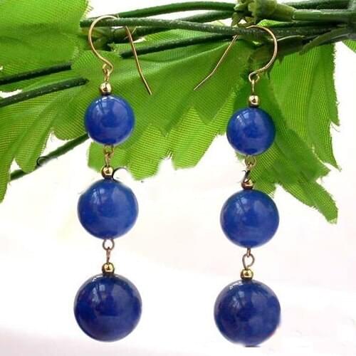 New Arrival Favorite Gemstone Lapis Dangle Earring 14mm Natural Blue Round Tower Lapis Lazuli Earrings Fine Jewelry For Lady