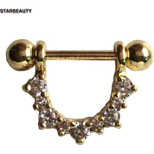 1pc Austrian Import Crystal Golden Ball Nipple Piercing Mamilo, Sexy Nipple Ring Body Jewelry Unique Nipple Rings Jewelry