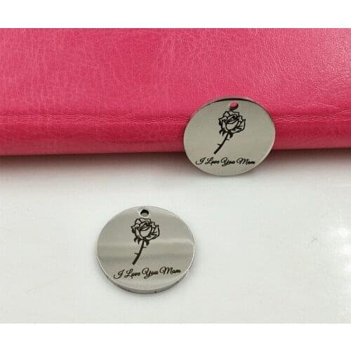 20PCS Charm Dangle Jewelry I Love you mam R Charms Stainless Steel DIY Charms Accessories Necklace For Women Jewelry