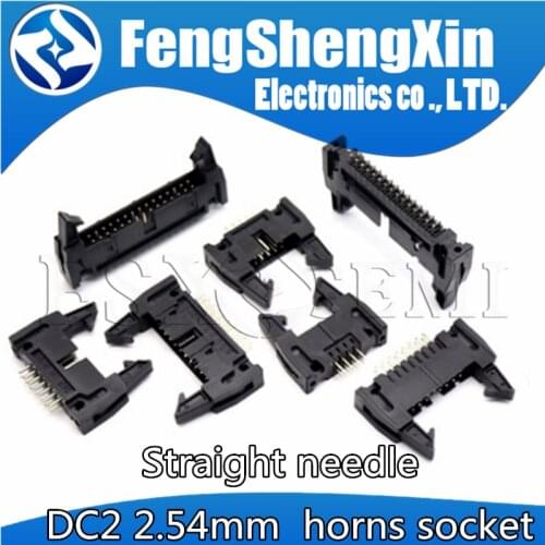 10pcs 2.54mm Pitch Right angle Hook Horn Socket Connector DC2 10/14/16/20/26/30/40P Buckle For Flat Ribbon Cable IDC ox horn