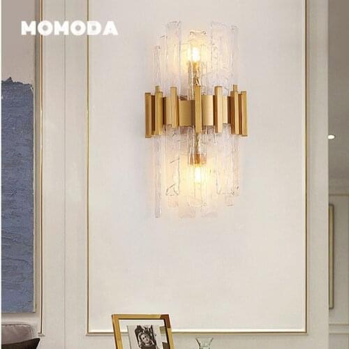 Luxury LED Wall Lamps Postmodern Stainless Seel Crystal Gold Wall Sconce Bedroom Living Room Corridor Indoor Lighting Fixture