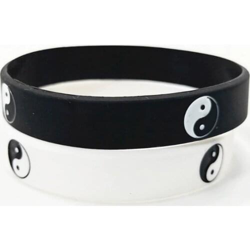 1PC Cool Tai Chi Silicone Wristband Black White Color Sports Rubber Silicone Bracelets&Bangles Fashion Jewelry Gifts SH317