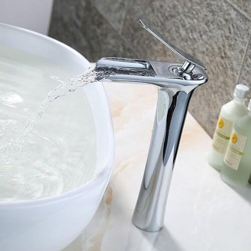 Swan faucets cold and hot water basin single hole Heightening bathroom faucet mixer taps brass chromed tap BF225