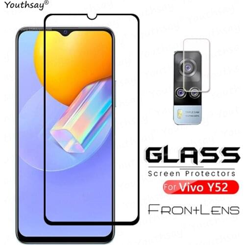 For Vivo Y52 Glass For Vivo Y52 5G Tempered Glass Screen Protector Camera Film Full Glue Glass For Vivo Y52 Y52S Y51 Protective