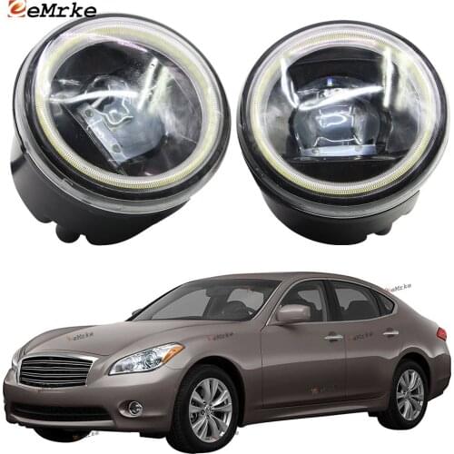 LED Fog Light Cut-Line Lens for Nissan Fuga Y51 2010 2011 2012 2013 2014 2015 Led Angel Eye DRL Daytime Running Lights Front