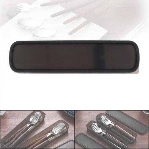 Universal Black Portable PP Cutlery Receptacle Tableware Storage Box Case with Silicone Pad