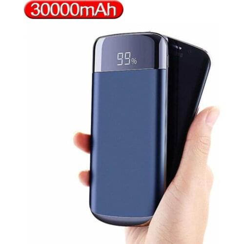 30000mAh LED number Portable fast charging power bank PD Qucik Charge Poverbank external battery charger