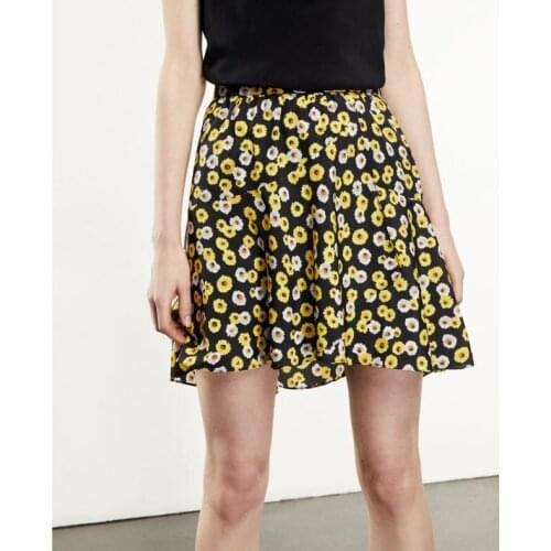 2021 Summer New Women Mini Skirt High Waist Ladies Daisy Print Floral Short Skirts Jupe