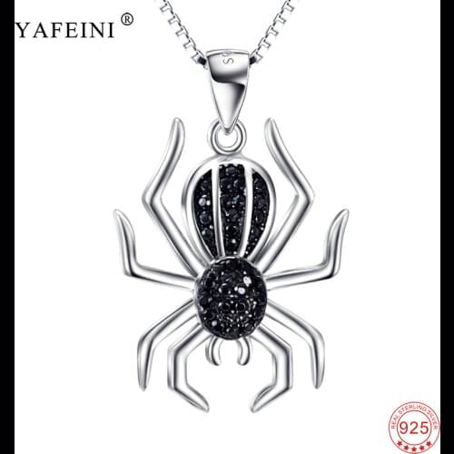 925 Sterling Silver Jewelry Spider Shape Necklace Pendant Trendy Fashion For Women Necklace