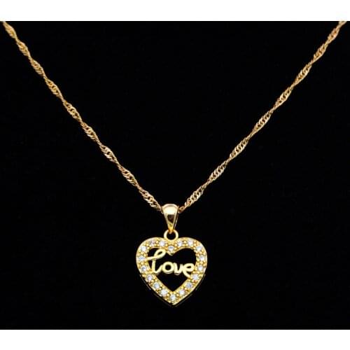 Love Necklace Women Gold Pendant Heart Locket Collier Coeur Femme Collar Pingente Kalpli Kolye Ciondoli Donna Ketting N0514