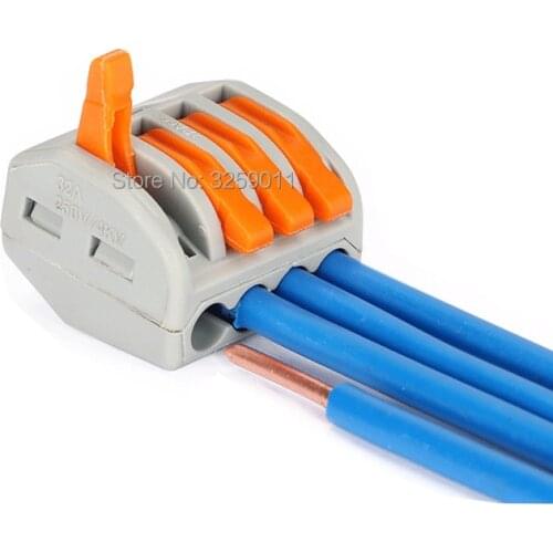 1PCS Push Wire Connector Lever Terminal Block PCT-214 222-414 4 Pin Universal Compact Connectors Terminals gray 28-12 AWG