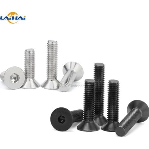 10/50pcs M2 M2.5 M3 M4 M5 M6 304 A2 Stainless Steel Black grade 10.9 Hexagon Hex Socket Head Flat Countersunk Allen Bolt Screw