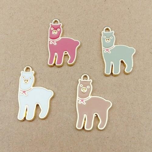 10pcs 25x17mm Metal enamel Alpaca Lama alpacos Grass Mud Horse charms Bracelet pendants Alloy earring Jewelry making Accessories
