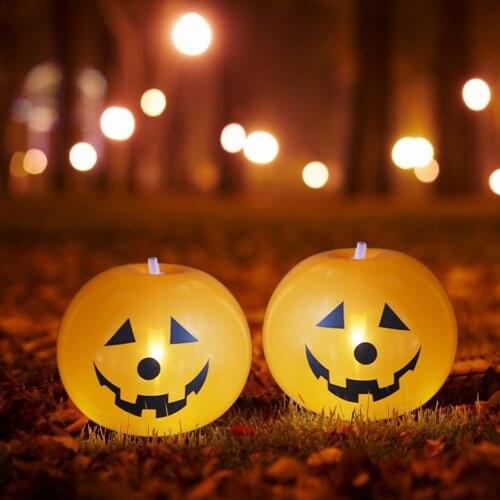 10PCS LED Light Up Balloons Waterproof Halloween Pumpkin Decoration Balloons Flashing Light Pumpkin Party Decor #W0