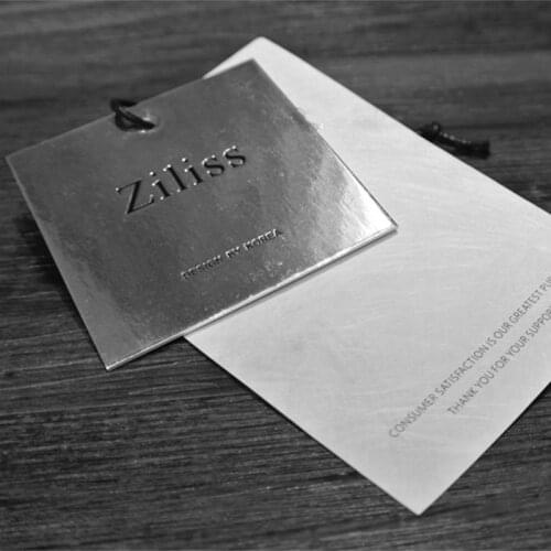 1000Set/Lot Customized LOGO Silver Cardboard Paper Hangtag Clothing/Bag/Shoes Hang Tag