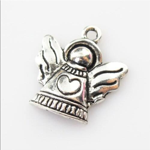 18 New Heart Angel Wings Tibetan Silver Tone Charms Pendants 19x21.5mm