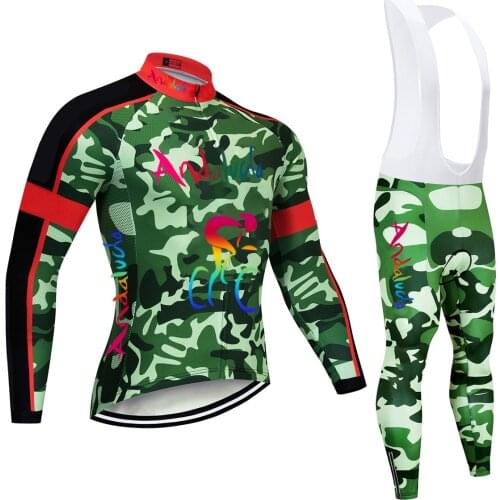 2021 Long Sleeve Cycling Jersey Set Andalucia Ropa Ciclismo Bicycle Clothing MTB Bike Long Sleeve Jersey Mens Clothes 20D Gel