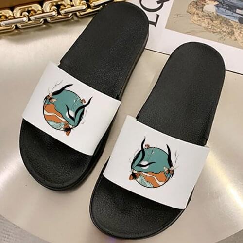 2021 Summer Women Shoes Indoor Slippers Beach Slides Cartoon Pattern Thick Sandals Non-slip filp flops Ladies shoes Plus Size 41