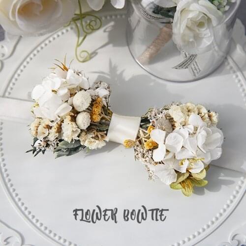 2021 High-end Handmade Dried Flowers Everlasting Flower Bow Tie Outdoor Wedding Groom Groomsman Shirt Accessories Mans Bowties