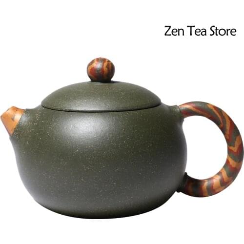 210ML Yixing Purple Sand Health Xishi Teapot Zisha Teaset Manual Pot Original Ore Green Clay Kung Fu Tea Set Gift Tea Ceremony