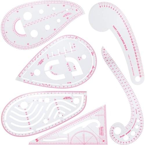 6 Stlye Sew French Curve Ruler Metric Shaped Plastic Sewing Tools Measure Ruler for Sewing Pattern Making Design DIY Dress